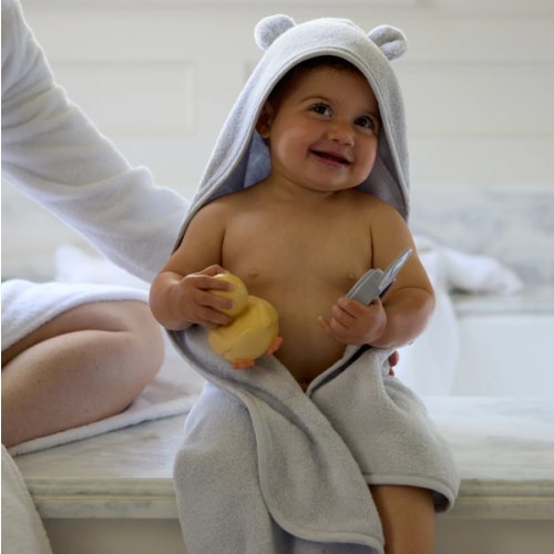 Organic Hooded Baby Towel with Ears (Sky) – Parachute Home