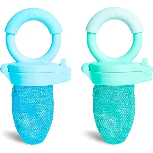 Munchkin Baby Fruit Feeder with Mesh Bags, 2 Pack, Blue/Mint