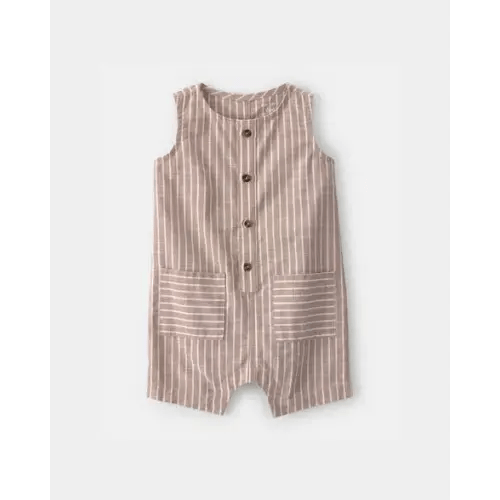Baby Boy Striped Sleeveless Romper - Brown/White | Carter's