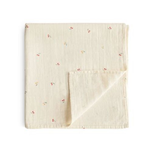 Organic Cotton Muslin Swaddle Blanket Cherries One Size