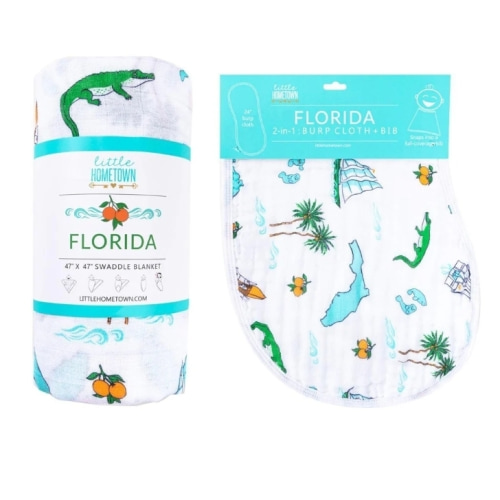 Gift Set: Florida Baby Muslin Swaddle & Burp Cloth – Little Hometown