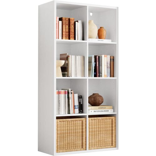 IRONCK Bookshelf, 8-Cube Storage Cube Shelf Organizer, Extra Thick Frame Horizontally & Vertically Reversible Bookcase with Open for Living Room, Bedroom, Home Office, White