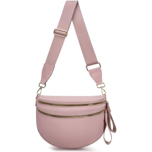 Pure Colour Crossbody Bum Bags for Women Spacious Checkered Cross body Bag Nylon Trendy Fanny Pack for Travel