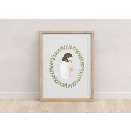 Jesus Christ Holding Gender Neutral Baby Miscarriage Baby Loss Watercolor Print