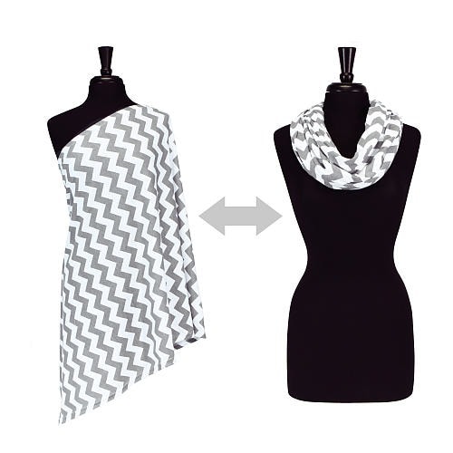 Itzy Ritzy Nursing Happens Infinity Breastfeeding Scarf - Grey Chevron
