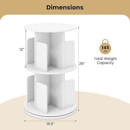 Giantex 2-Tier Rotating Bookshelf, 360°