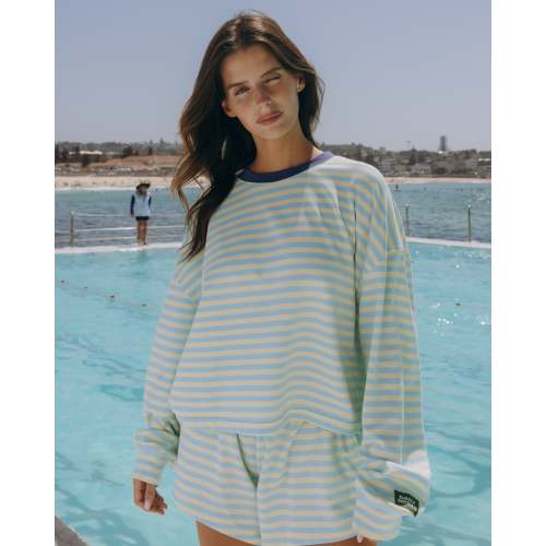 Striped Cotton Long Sleeve - Lemonade + Malibu Stripe