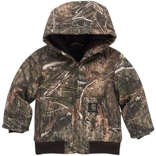 Carhartt Boys' Flannel-Lined Hooded Canvas Insulated Zip-Up Jacket