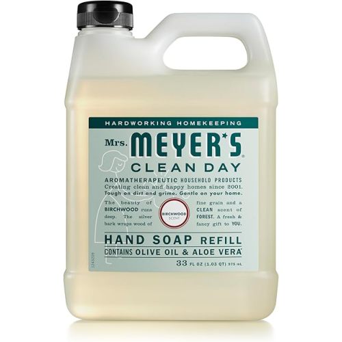 MRS. MEYER'S CLEAN DAY Liquid Hand Soap Refill, Birchwood Scent, 33 Ounce Bottle