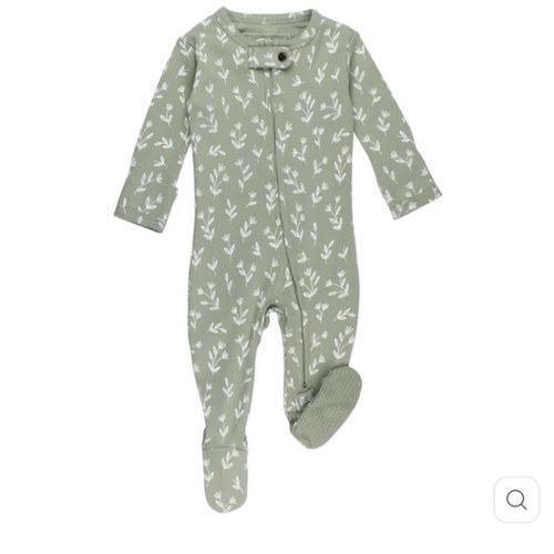 Seafoam Bloom | Organic Zipper Footie – L'ovedbaby