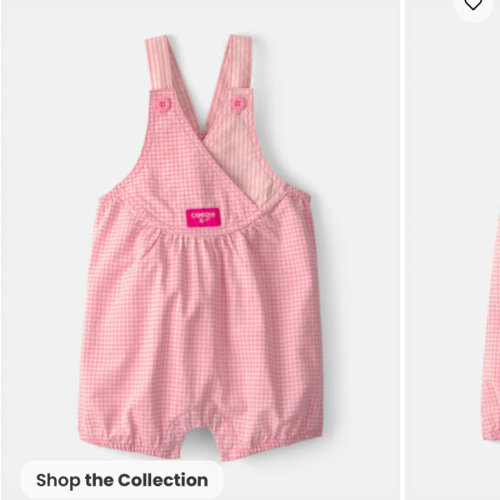 Baby Girl Gingham Shortall - Pink - OshKosh B'gosh | Carter's