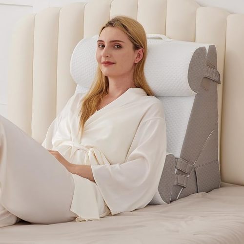 Wedge Pillow Set for Bed Sitting up, After Surgery, Adjustable Memory Foam Bed Wedges