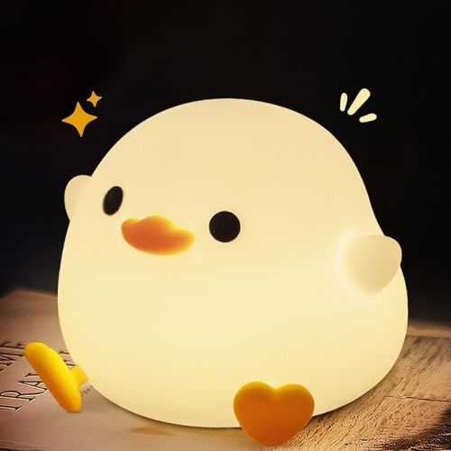 Cute Duck Night Light, Dodo Duck Lamp, Bean Shape, LED Squishy Novelty Ducky Light, Silicone Dimmable Nightlight, Light Up Duck White Elephant Gifts, Baby Kids Nursery Room College Décor