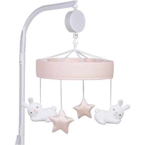 Sammy & Lou Cottontail Cloud Baby Crib Mobile with Music, Crib Mobile Arm Fits Standard Crib Rail