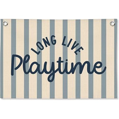 Playroom Wall Decor, Long Live Playtime Linen Canvas Banner, Toddler Playroom Decor Kids Room Nursery Wall Decor for Toddler Boys Toy Room Bedroom, 30x20 Inch