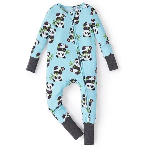 PATPAT Baby Pajama with Bamboo Viscose, Footie Jumpsuit Romper with 2-Way Zipper for Baby Boy Girl Toddler Sleeper Sleepwear