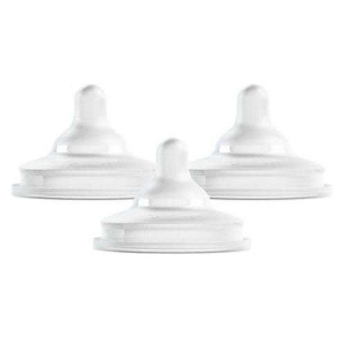 Boon Nursh Curve Silicone Baby Bottle Nipples - Medium Flow - Stage 2 - 3pk