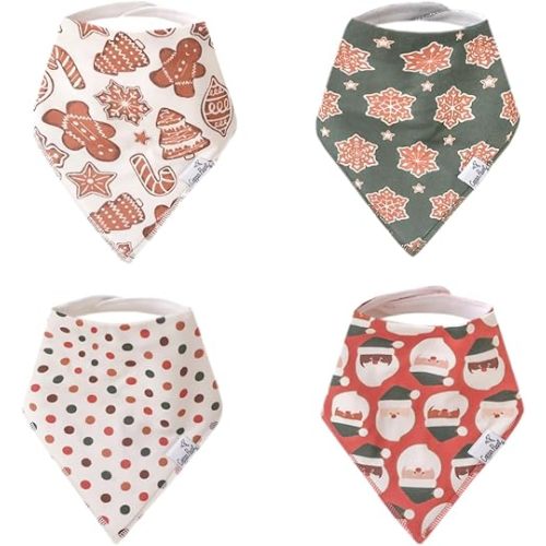 Copper Pearl 4 Pack Soft Cotton Baby Bibs for Drooling and Teething, Absorbent Drool Bibs for Baby Girl and Boy, Adjustable to Fit Newborns to Toddlers (Gingerbread)