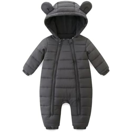 Infant Baby Snowsuit Cute Bear Ears Jumpsuit Newborn Romper Double Zipper Warm Jacket for Winter
