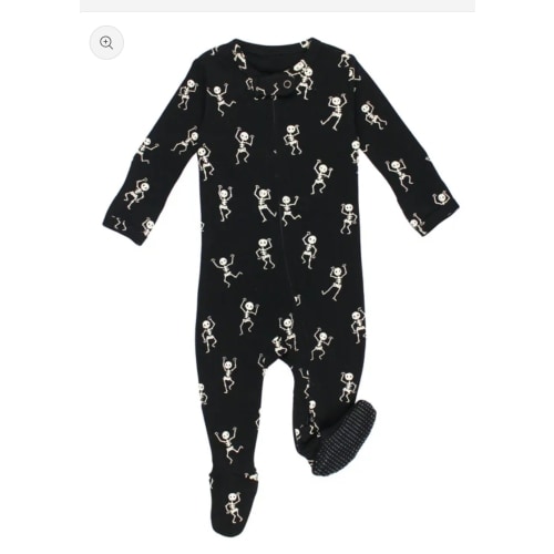 Dancing Skeletons Organic 2-Way Zipper Footie | L'ovedbaby