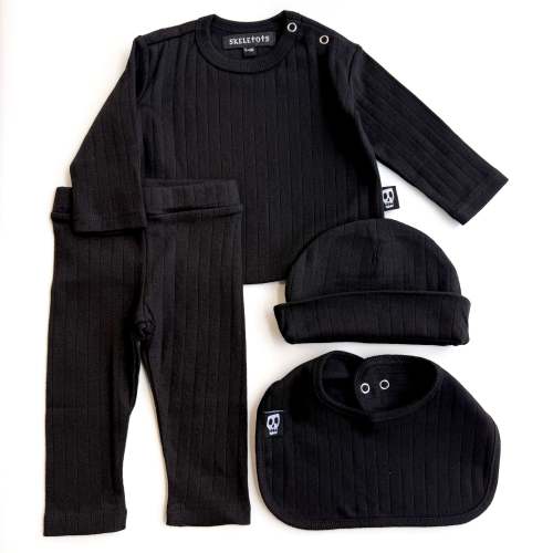 BABY POINTELLE BLACK 4 PIECE BABY SET – Skeletots