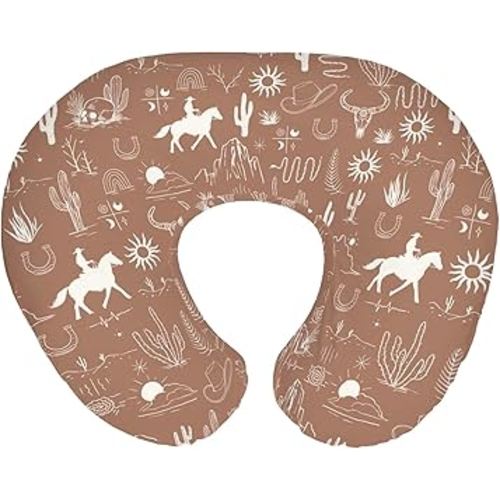 Western Cowboy Baby Nursing Pillow Covers for Boy Girl Wild West Cactus Mountain Snake Cattle Skull Sun Nursing Pillow Slipcovers for Breastfeeding Pillows Desert Adventure Soft Stretchy Cover