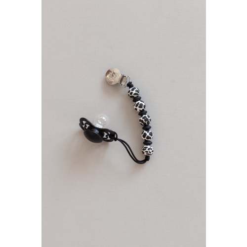 Golden Baby Lauren Pacifier Clip Cow Print 7-inch Black White