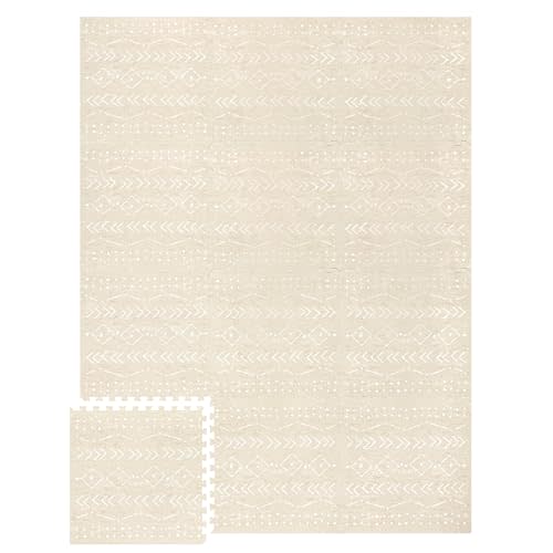Lillefolk Baby Play Mat for Floor – 6x8ft Beige | Soft Non Toxic Premium EVA Foam Tiles for Tummy Time, Crawling & Playroom – Waterproof Interlocking Floor Mat for Babies & Toddlers (12 Tiles)
