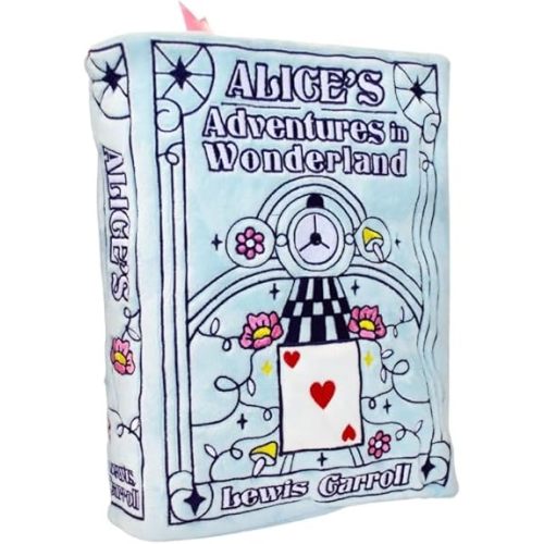 Alice in Wonderland Book Plush, Soft Collectible Gift for Book Lovers, Readers, Teachers, Bookworms– Literary Decor for Library, Office, or Study– 11x7/PillowSize