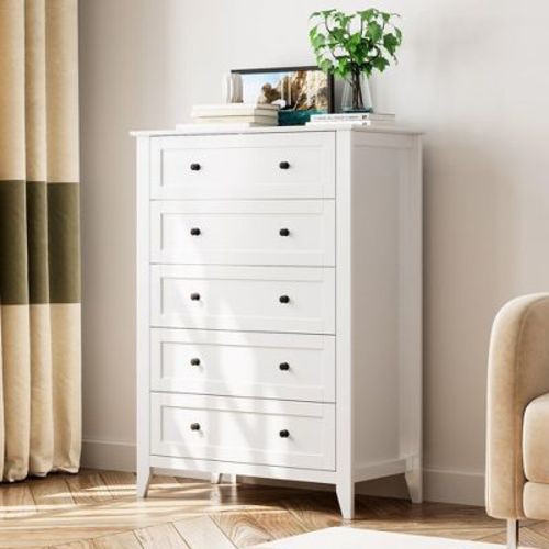 COZONY 5 Drawer Dresser for Bedroom, Tall Wooden Chest of Drawers with Deep Storage, Modern Dresser for Entryway Hallway