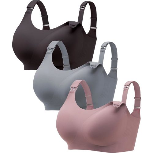 Angelhood Seamless Nursing Bra for Women Wire Free Full Coverage Comfort Maternity Bra with Extra Extender,3P