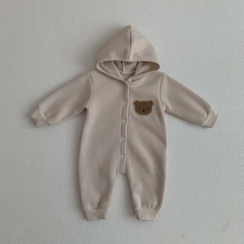 Teddy Bear Patch Hoodie Jumpsuit Romper – August + Willow