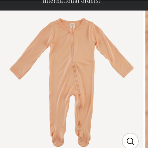 long sleeve two way zipper footie | whipped peach | bamboo – kate quinn