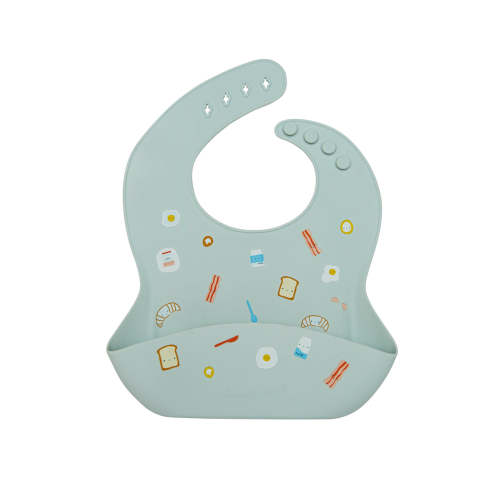 Silicone Baby Bib - Breakfast Blue