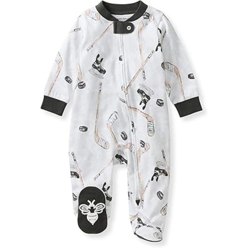 Burt's Bees Baby Boys' Organic Cotton Sleep and Play Footed Pajamas, One-piece Zip Front Romper, Baby Essentials