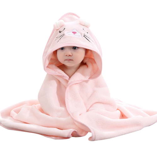 EHRWE Hooded Towel For Kids Cute Cartoon Animal Baby Coral Fleece Bath Towel For Boys Girls