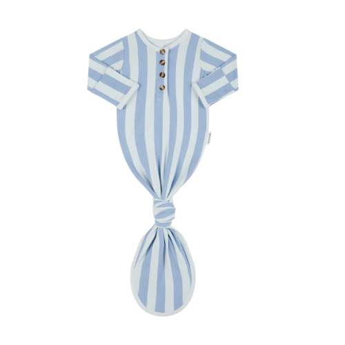Baby Knotted Gown - Blue Jay Stripe