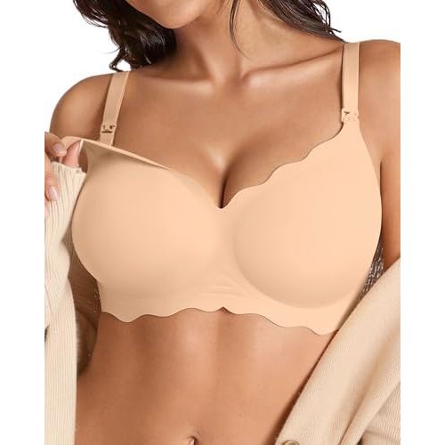 DEANGELMON Maternity Nursing Bra for Women Breastfeeding - Jelly Pregnancy Pumping Breast Feeding Seamless Bras with Support