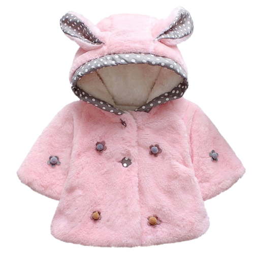GYRATEDREAM Newborn Infant Baby Winter Warm Fleece Coat Boys Girls Cute Rabbit Ears Windproof Hooded Jacket Toddler Button Thicken Shawl Outwear Clothes for 0-18 Months