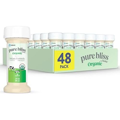 Pure Bliss by Similac Organic Infant Formula, Easy to Digest, USDA-Certified Organic, Ready to Feed, 2-fl-oz Bottle, Pack of 48