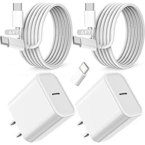 Fast iPad Charger,iPad Charger Fast Charging 2Pack Wall Chargers Plug Adapter Type C USB C to C Cable Cord 6ft for iPad Pro 12.9,iPad Pro 11/13inch(M4),iPad Air 5th/4th,iPad mini 6/7,iPad 10/11th(A16)