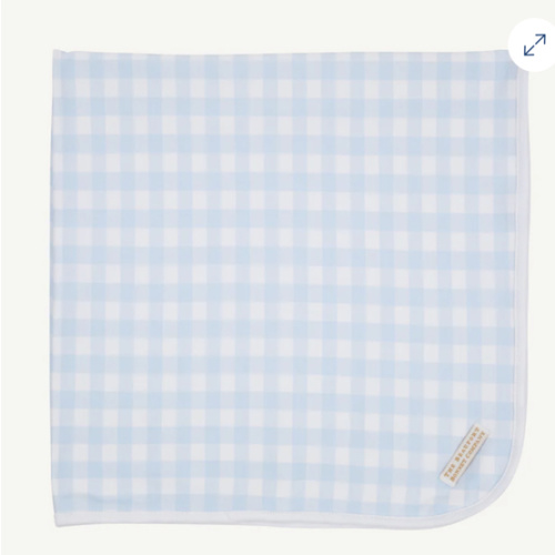 Baby Buggy Blanket - Buckhead Blue Gingham with Worth Avenue White