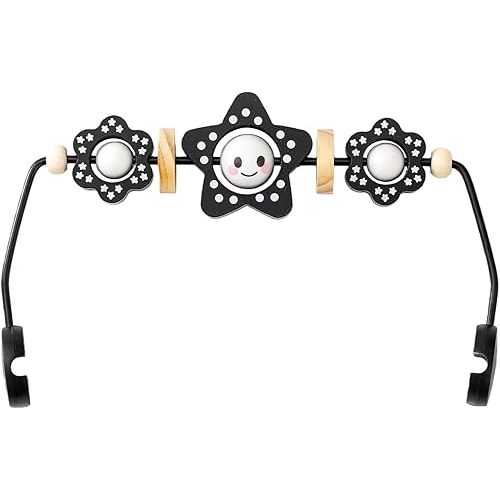 KENKYO Wooden Baby Bouncer Toy Bar Compatible with Baby Bjorn, Rotatable Bouncer Toy Attachment, Funny Sensory Toy for Newborn to Toddler, Easy to Attach and Remove (Black)