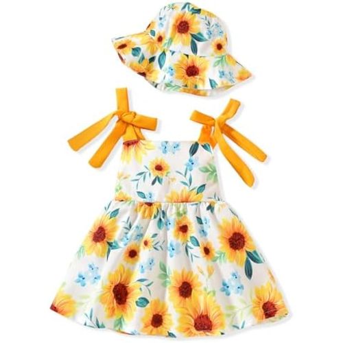 Aalizzwell Infant Baby Girl Summer Backless Dress with Hat
