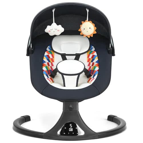 Baby Swing for Infants, Modern Infant Swings with Bluetooth & Remote Control, 5 Speed Motions, 12 Soothing Sounds, Portable for Newborns (Max 20 lbs Black)