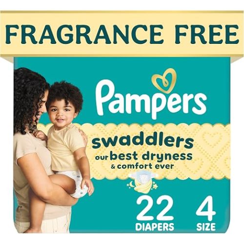 Pampers Swaddlers Diapers, Size S4 (15-34 lbs), 22 Count, Absorbent, Keeps Baby Dry and Comfortable, Pediatrician Recommended Skin Safe Disposable Baby Diaper