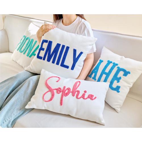 Monogram Pillow Cover with Punch Needle Embroidery,Initial Pillow,Embroidery Gift for Couple,Custom Lumbar Pillow,Baby GiftIdea,Wedding Gift