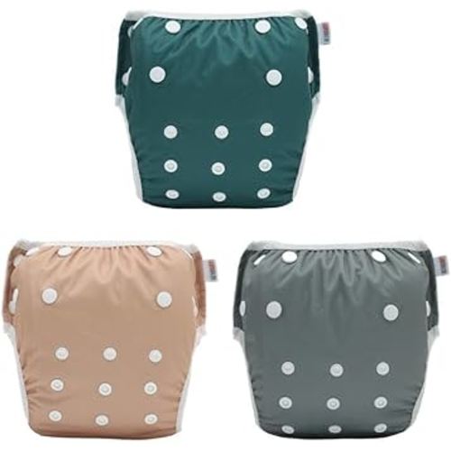 ALVABABY Swim Diapers 3pcs Baby & Toddler Snap One Size Reusable Adjustable Baby Boys' Swim Diapers for Swimming Lessons 3SWY72A