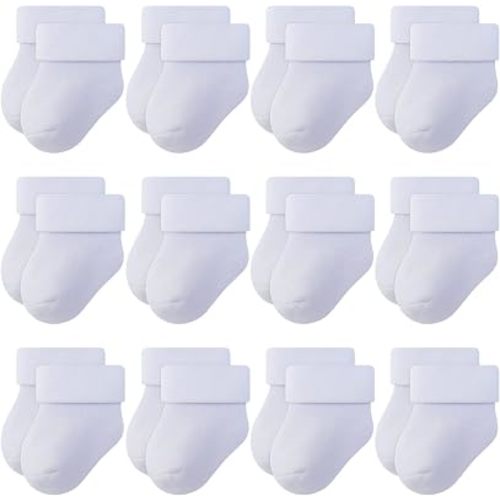 RATIVE Newborn Baby Socks 0-6,6-12 Months Terry Turn Cuff Socks for Boys Girls