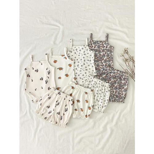 SHEIN Vintaside Kids 8pcs/Set Newborn Baby Girls Casual Vintage Ditsy Floral Basic Adorable Romper With Shorts Outfit, Multi-Piece Combination Sets, Suitable For Spring/Summer Daily Wear & Outdoor Activities | SHEIN USA